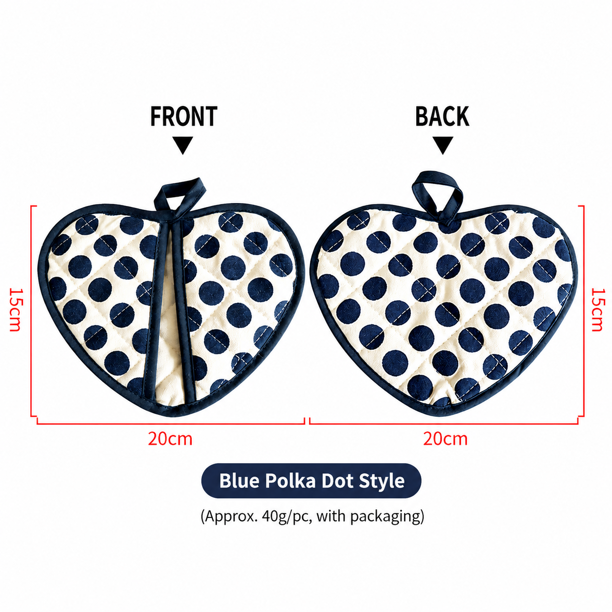 Thick Heart-Shaped Heat Resistant Pot Holder, Double-Layer Cotton Insulated Oven Mitt