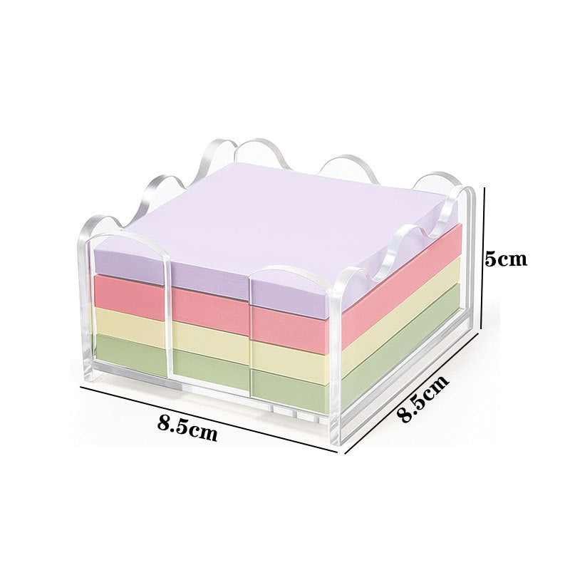 Acrylic Wavy Memo Holder – Decorative Desktop Note Storage Box