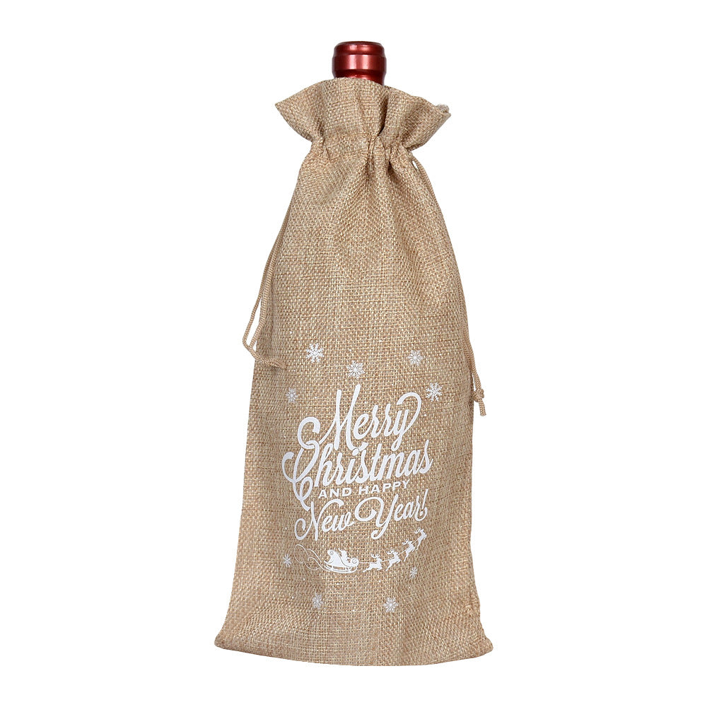 Christmas Wine Gift Bag – Drawstring Bottle Gift Sack for Wine & Champagne