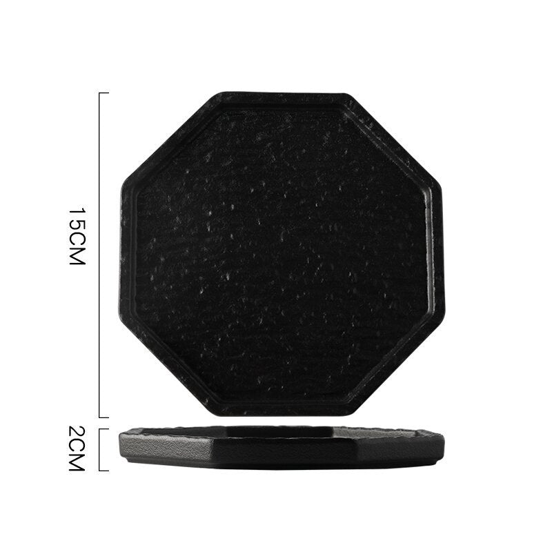 Rock Texture Ceramic Plate – Japanese Style Steak & Sushi Serving Plate