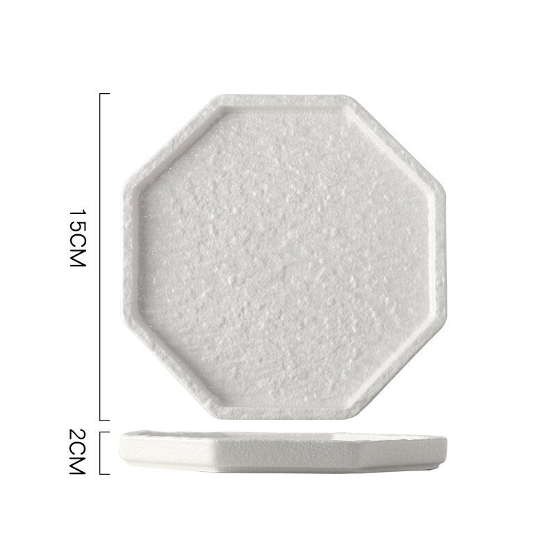 Rock Texture Ceramic Plate – Japanese Style Steak & Sushi Serving Plate