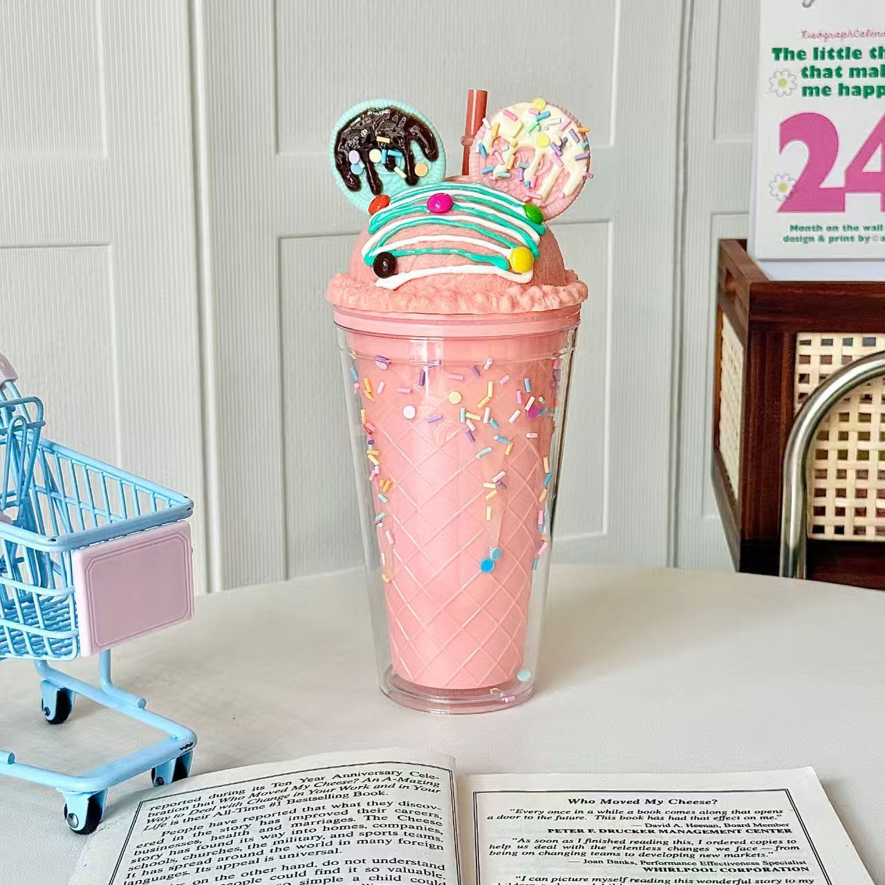 Mickey-Inspired Cute Ice Crush Double Wall Straw Cup – 30oz Summer Portable Plastic Tumbler for Home & Office