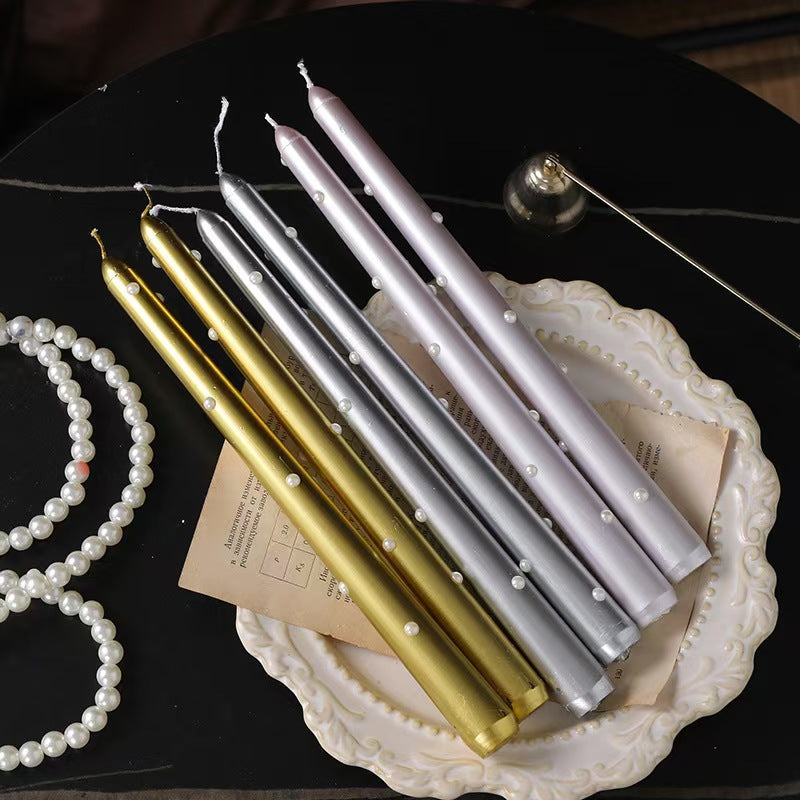 12” Pearl Taper Candles, Smokeless Soy Blend – Set of 2