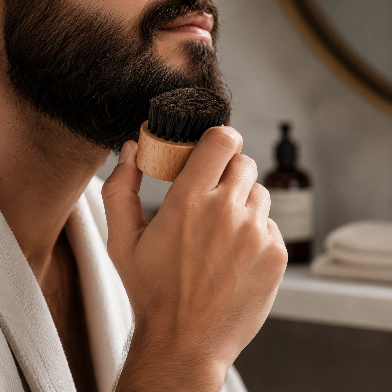100% Boar Bristle Beard Brush, Natural Wooden Grooming Brush