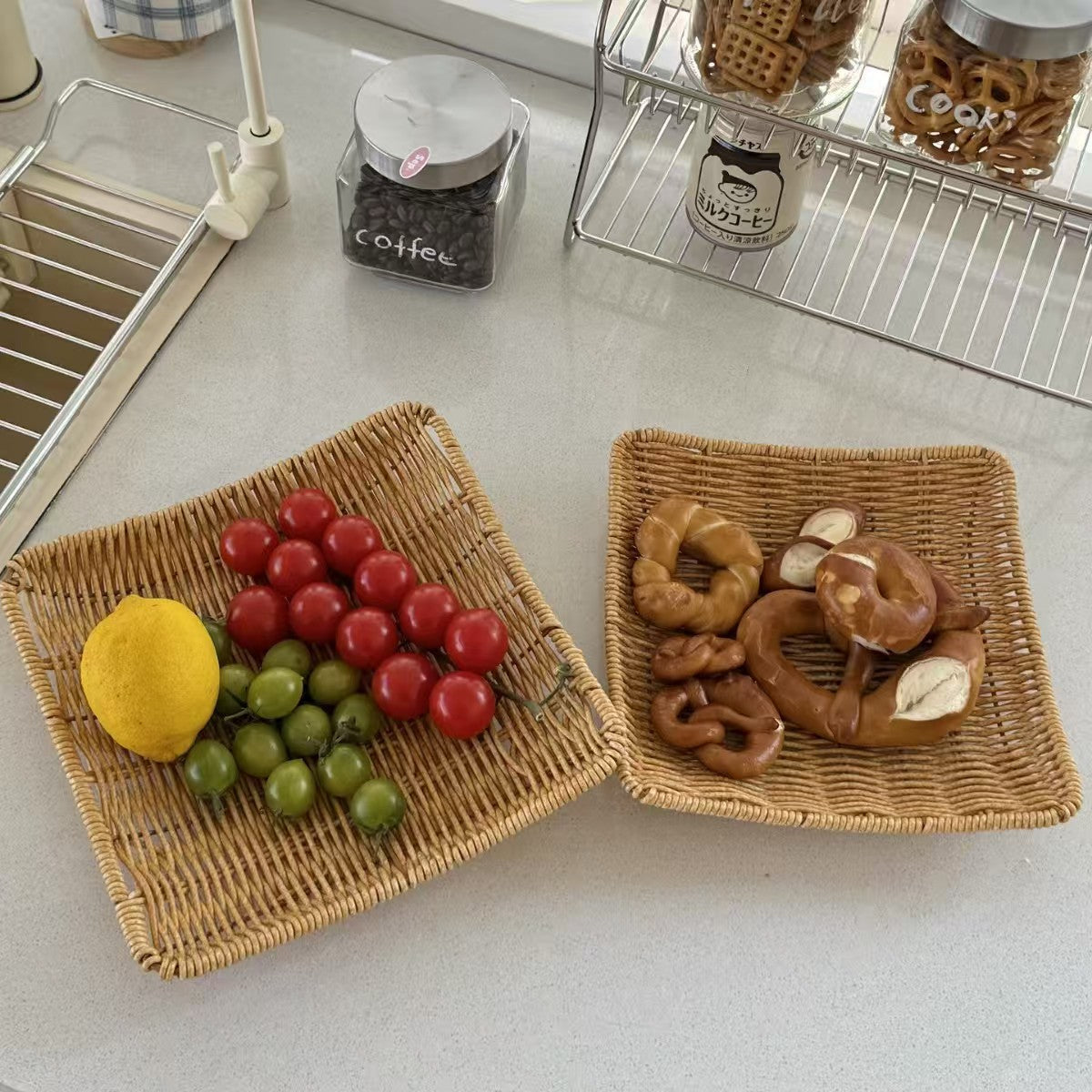 Woven PVC Snack Tray Dry Fruit Storage Basket
