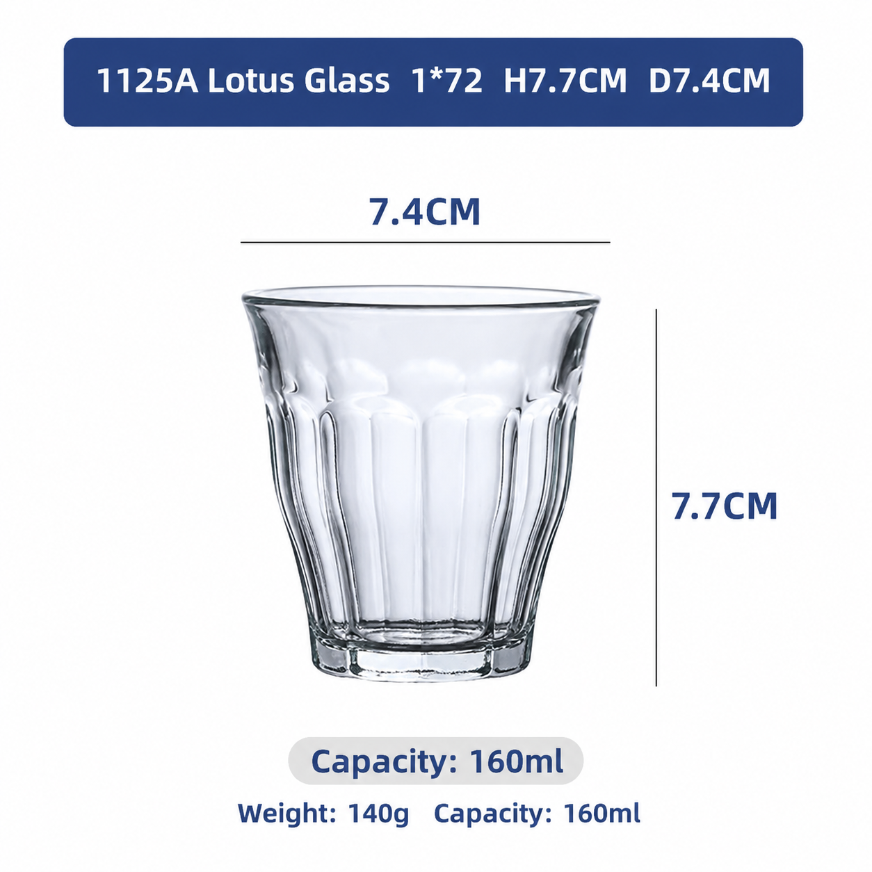 Vintage Fluted Glass Tumbler – 160ml Thick-Wall Drinking Glass
