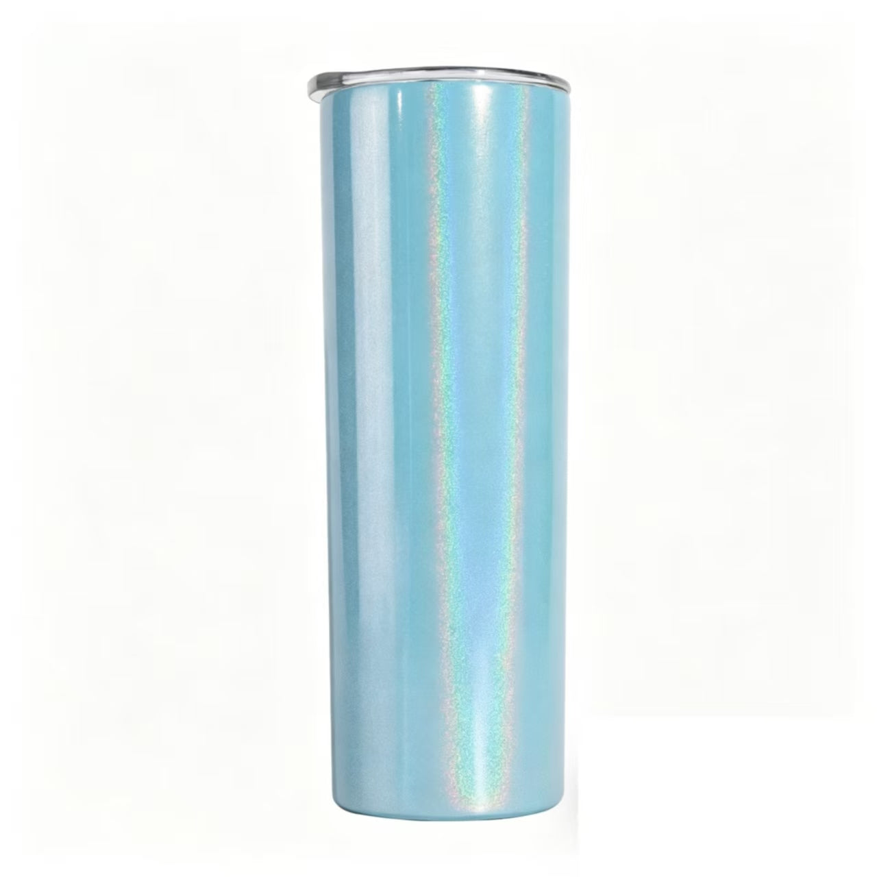 Stainless Steel Straight Tumbler Light Blue Coated Straw Cup 20oz 15oz Insulated Travel Drink Cup