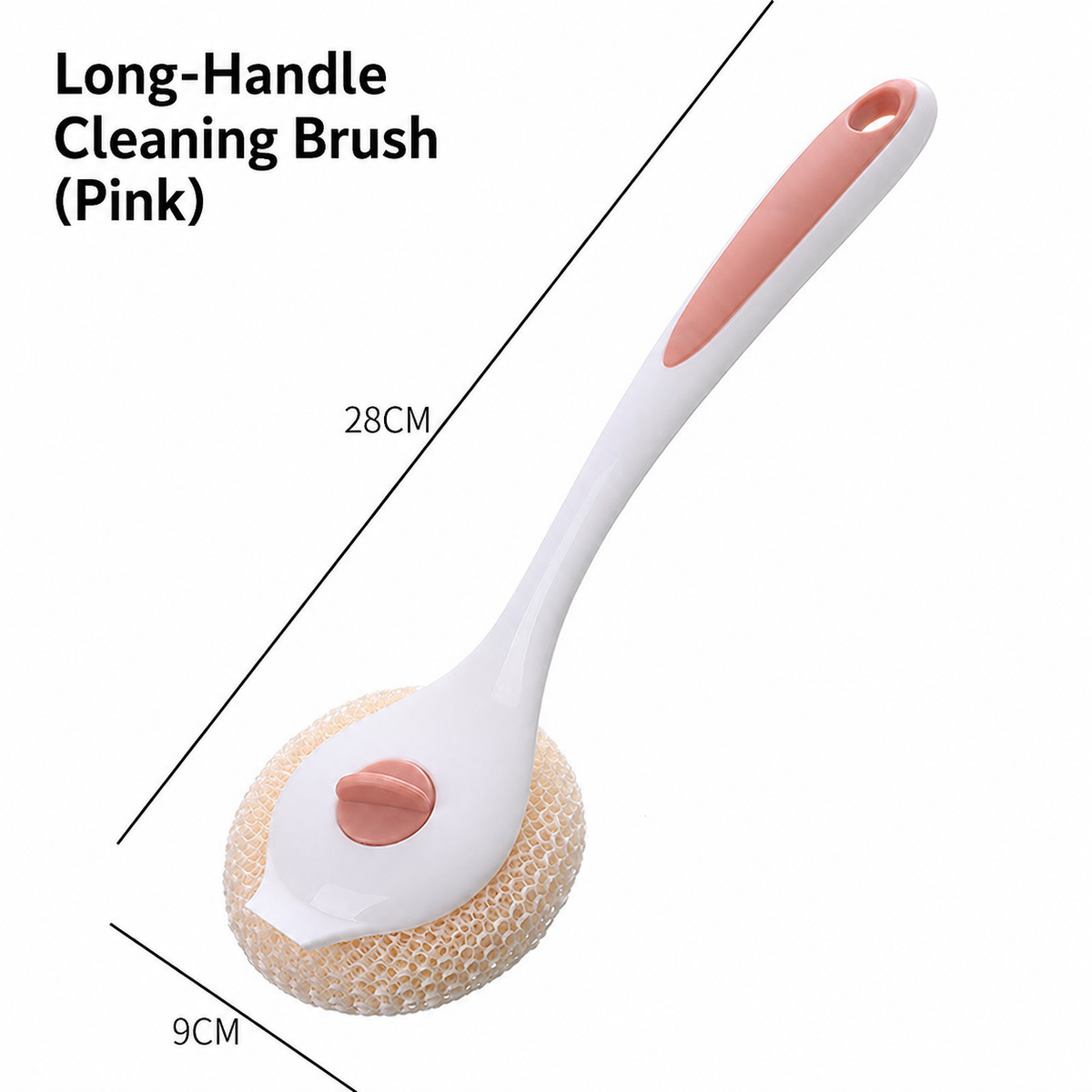 Long Handle Cleaning Brush – PP Dish Scrubber with Round Scouring Head