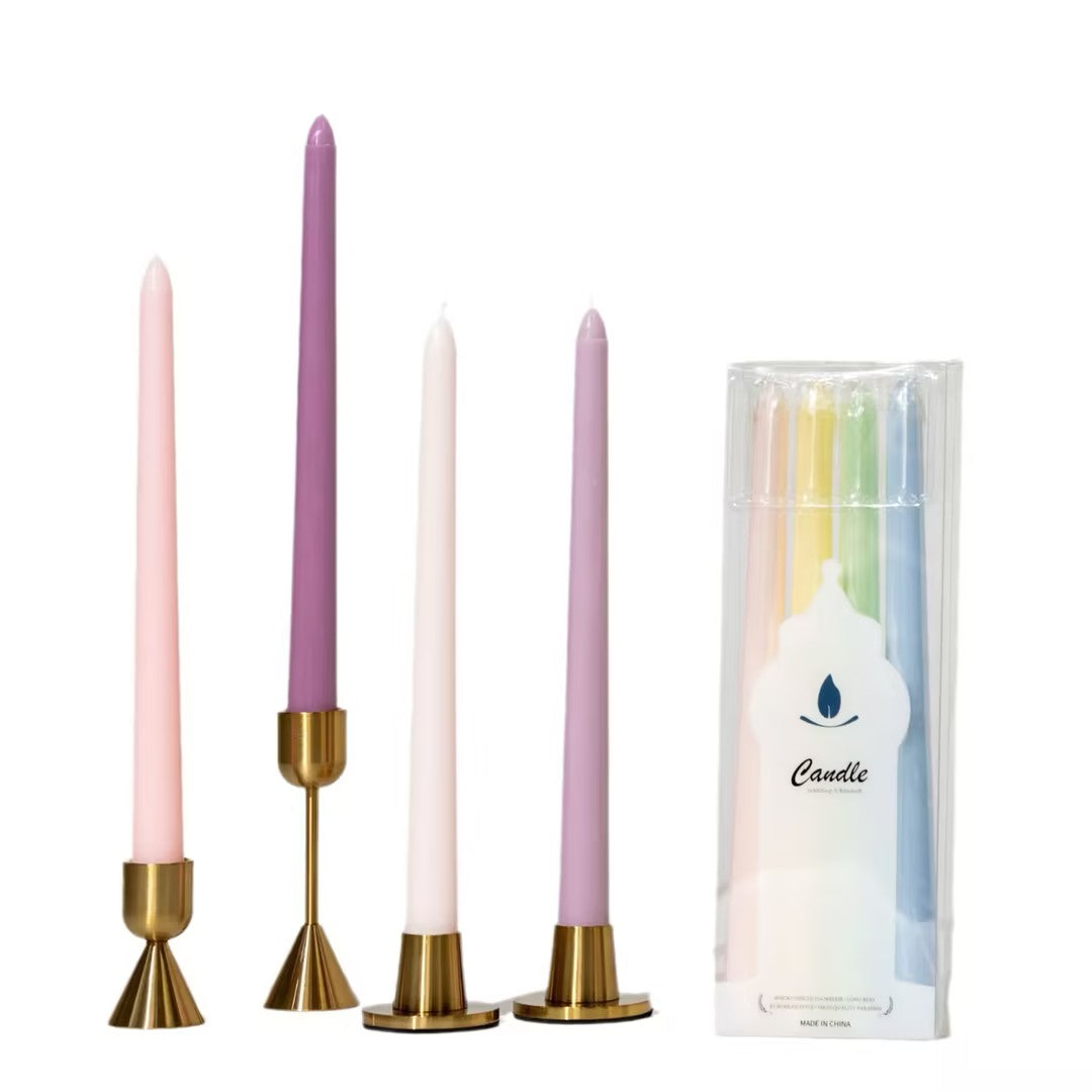 10” Colored Taper Candles, Smokeless Paraffin, 25cm – Set of 4