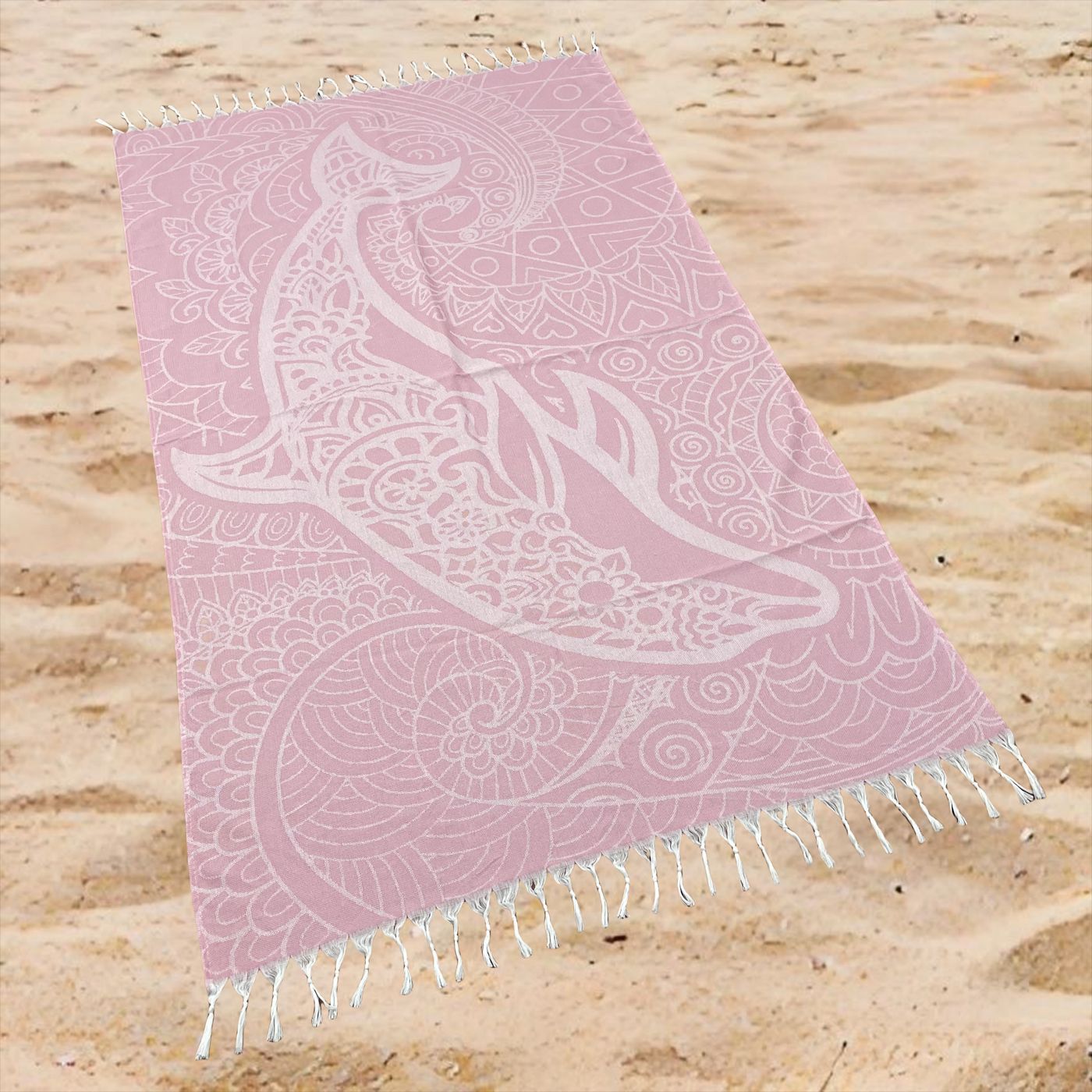 Whale Ocean Print Beach Towel Oversized Rectangular Quick-Dry Absorbent Shawl Summer Coastal Beach Wrap Travel Blanket with Tassel Fringe