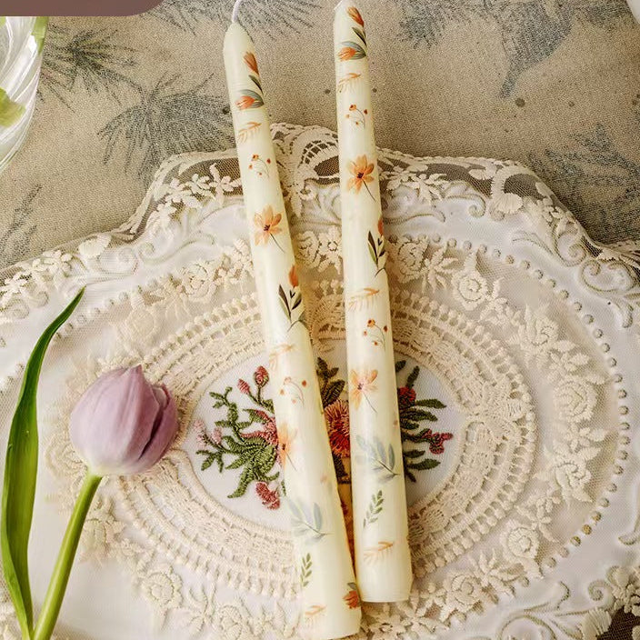 25cm Printed Taper Candles – Set of 2