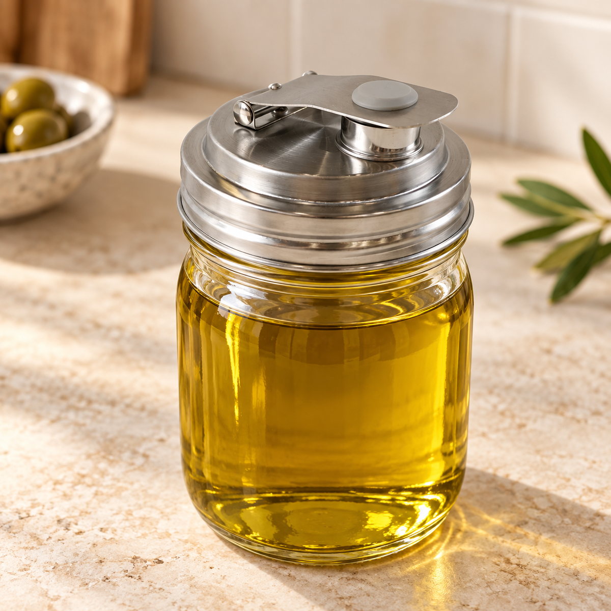 304 Stainless Steel Mason Jar Pouring Lid , 70mm Regular Mouth Replacement Cap