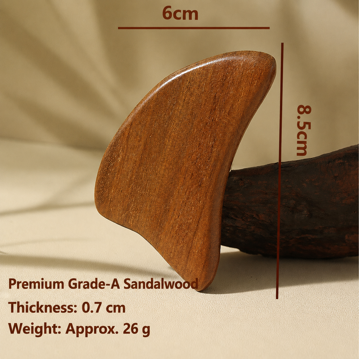 Grade-A Golden Silk Sandalwood Gua Sha Massage Scraping Tool – Facial & Body Muscle Relief