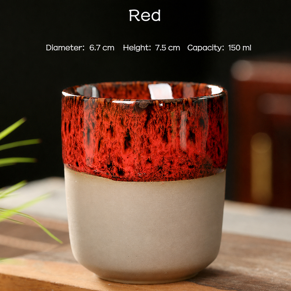 150ml Reactive Glaze Ceramic Cup – Handleless Tea & Coffee Tumbler for Espresso, Sake, Café, Restaurant, Office & Home Drinkware