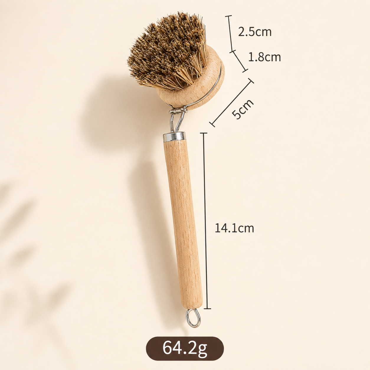 Long Handle Wooden Pot Brush with Replaceable Head – Natural Bristle Dish Scrubber for Pots, Pans, Cookware & Kitchen Cleaning