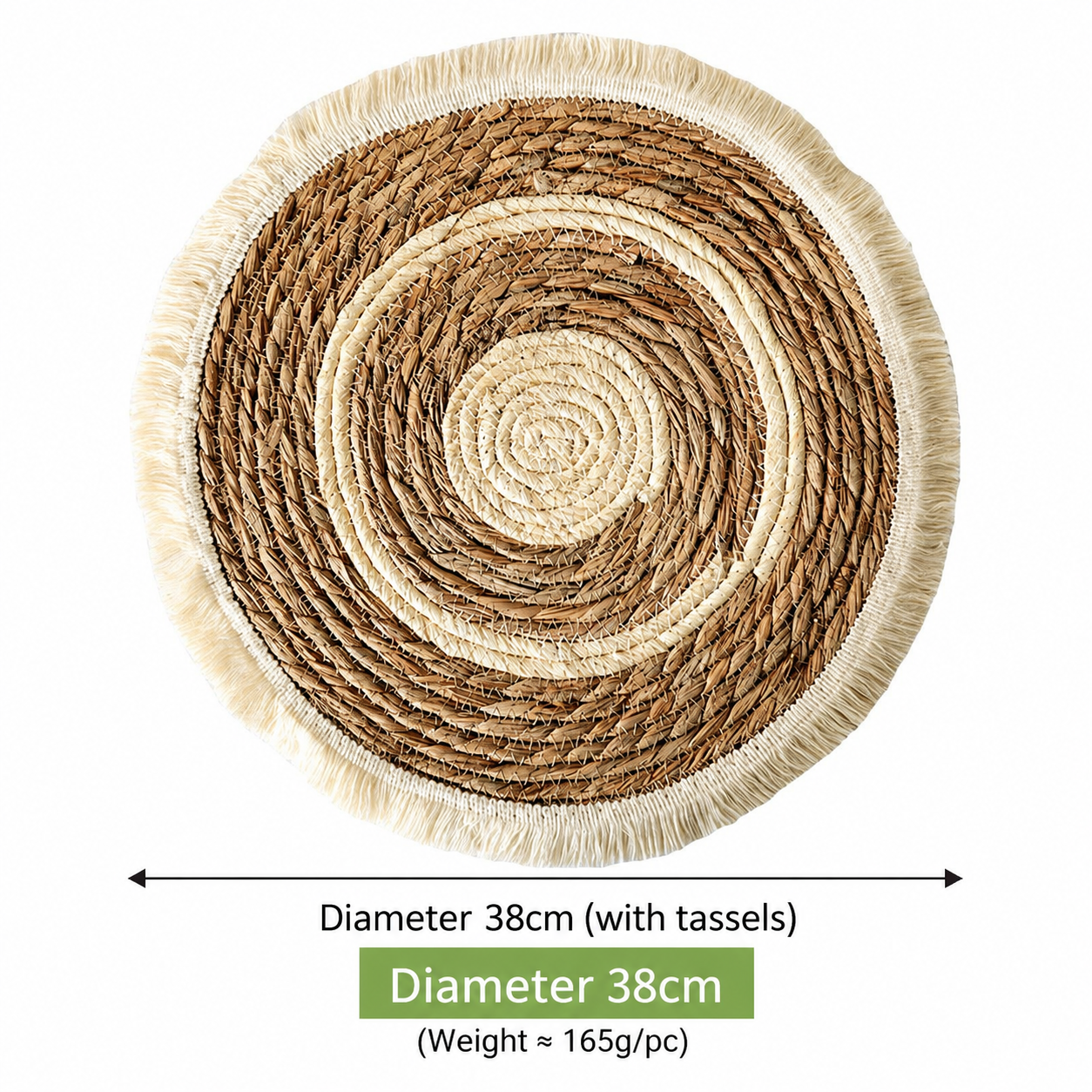 Woven Seagrass Trivet with Tassels, Round Heat Resistant Placemat & Plate Mat