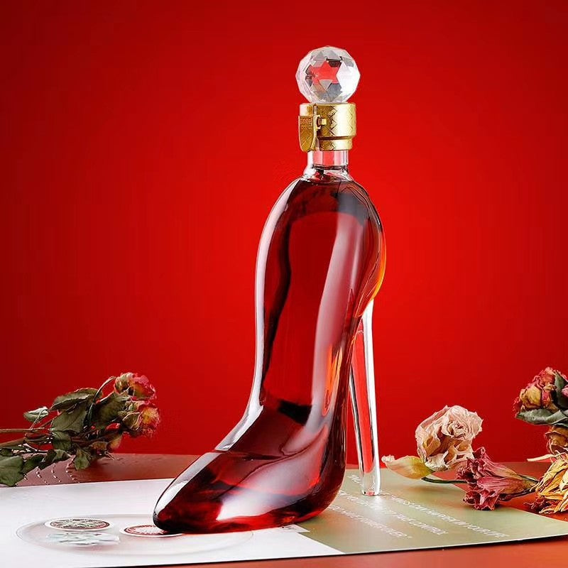High Heel Glass Decanter – Hand-Blown Decorative Liquor Bottle