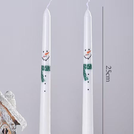 25cm Christmas Printed Taper Candles – Set of 2
