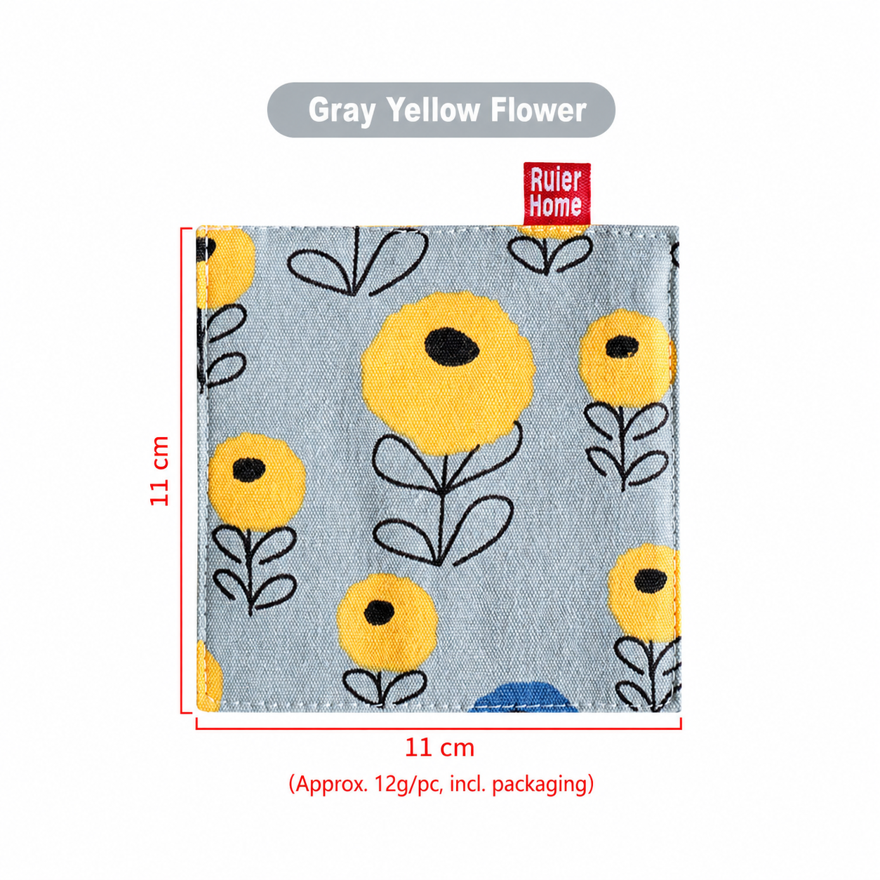 Countryside Floral Print Double Layer Square Fabric Coaster, Heat Resistant Mug and Tea Cup Mat