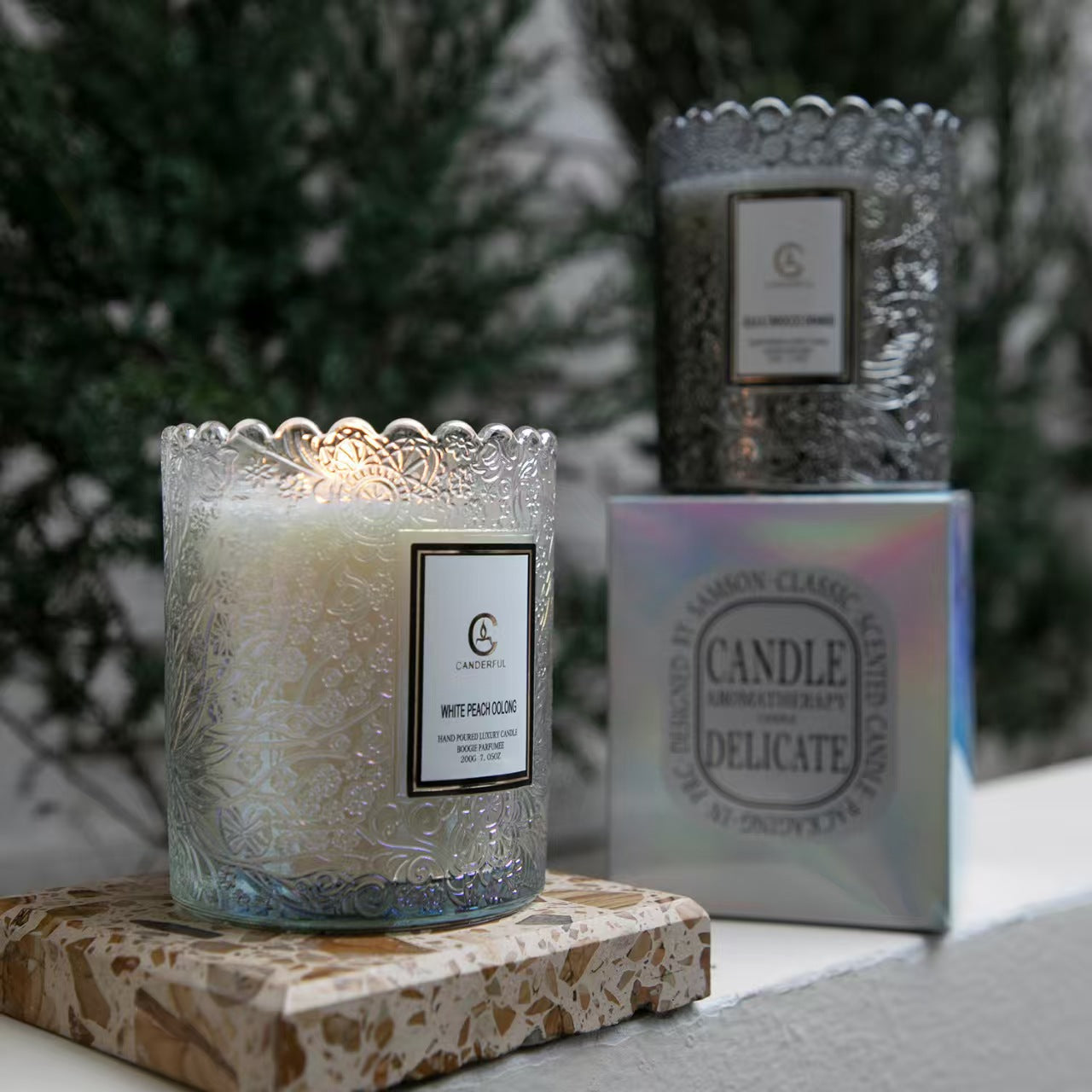 Embossed Glass Scented Candle