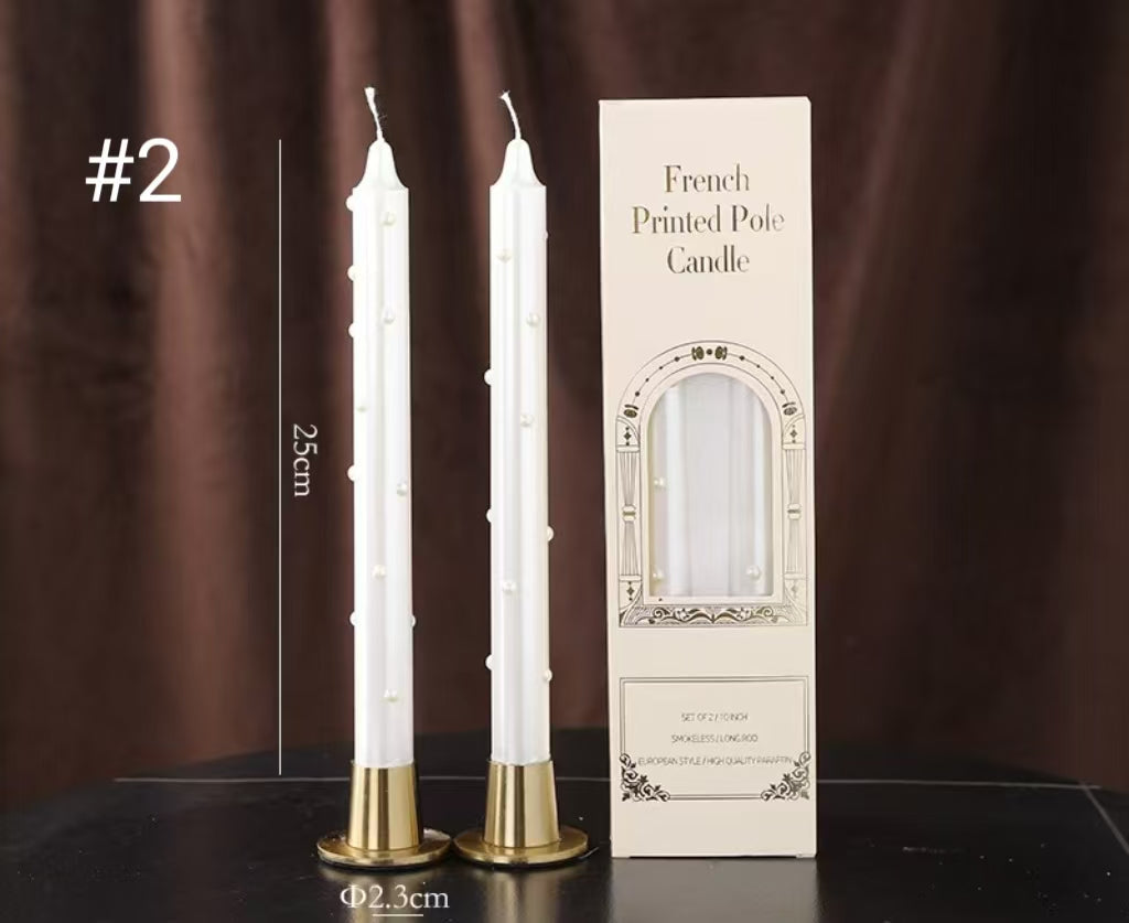 Pearl Taper Candles, Smokeless Soy Blend