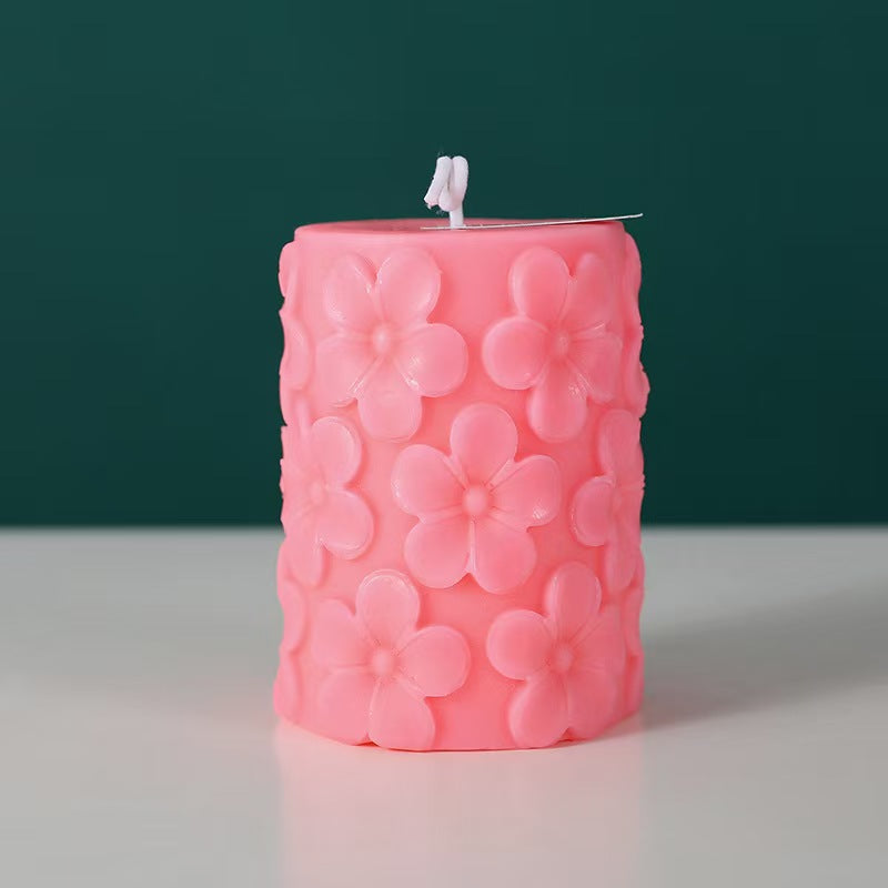 Embossed Pillar Beeswax Candle