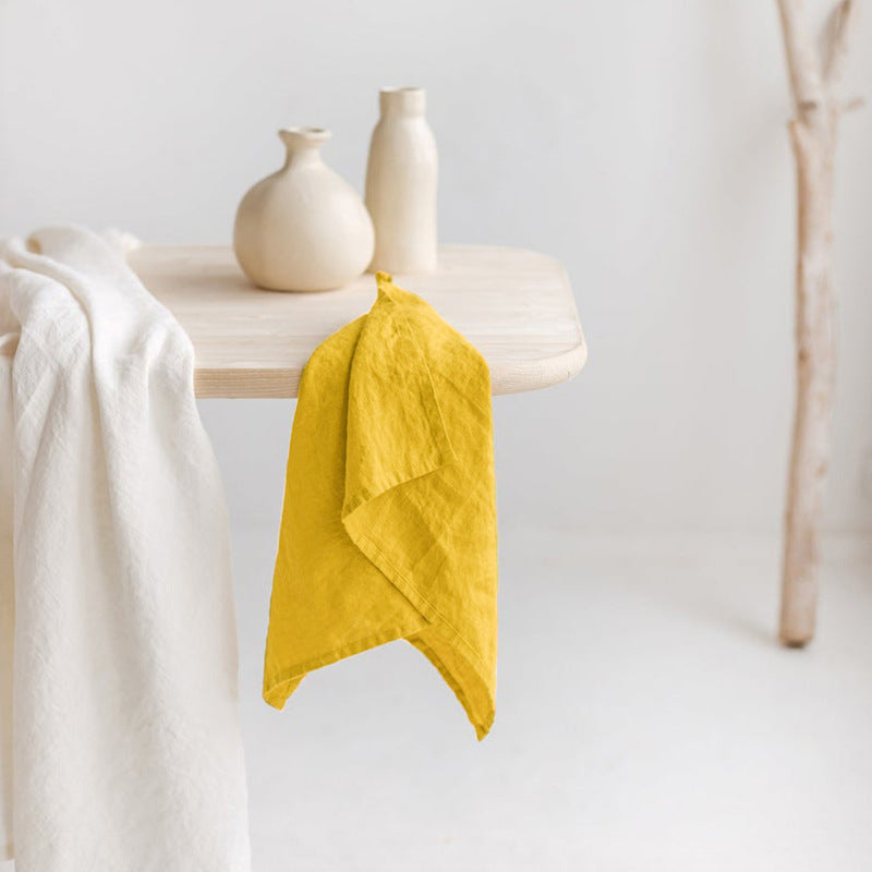 Solid Washed Cotton Linen Napkin, Minimal Dining Table Mat and Food Cover