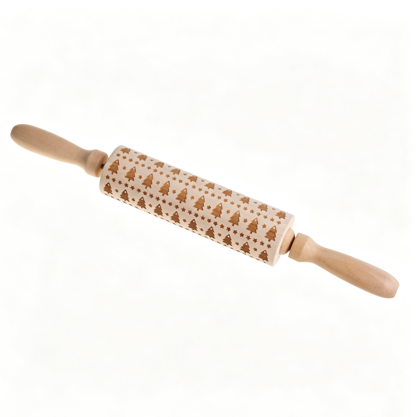 Christmas Wooden Embossing Rolling Pin – Engraved Cookie Dough Roller for Holiday Baking & DIY Crafts