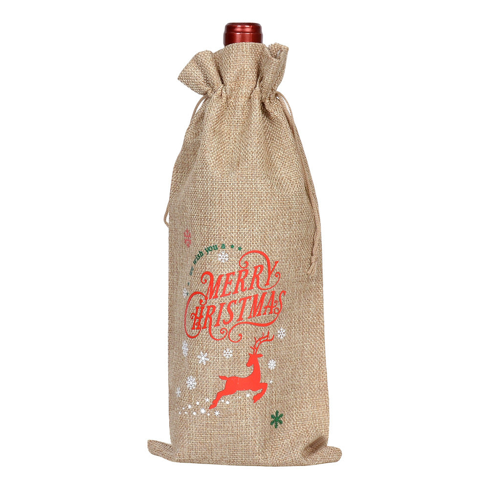Christmas Wine Gift Bag – Drawstring Bottle Gift Sack for Wine & Champagne