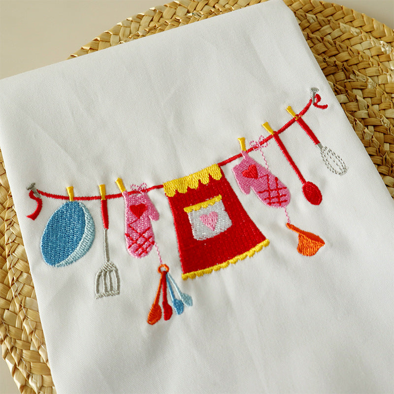 White Embroidered Napkin, Tea Towel and Food Styling Cloth