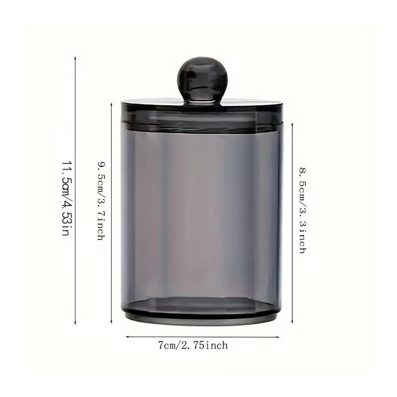 Clear Acrylic Cotton Swab Holder Storage Jar with Lid
