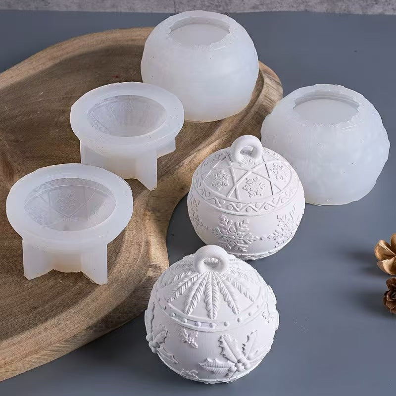 Christmas Bauble Storage Box Silicone Mold DIY Plaster Casting Mold Ornament Shape Craft Mold Holiday Decoration Tool