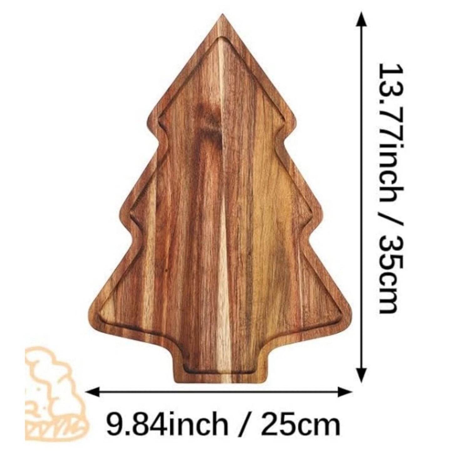 Acacia Wood Serving Tray, Rectangular Wooden Tea Tray, Dessert, Snack & Cake Plate