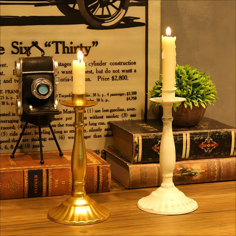 Vintage Single and Three Head Candleholder, Iron Craft Decor