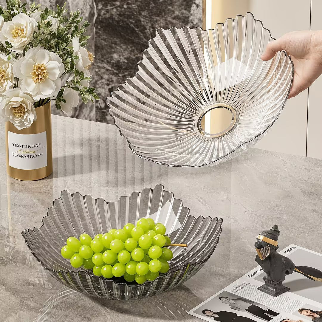 Modern PET Fruit Bowl – Wave Edge Decorative Serving Bowl for Fruits, Desserts and Home Decoration