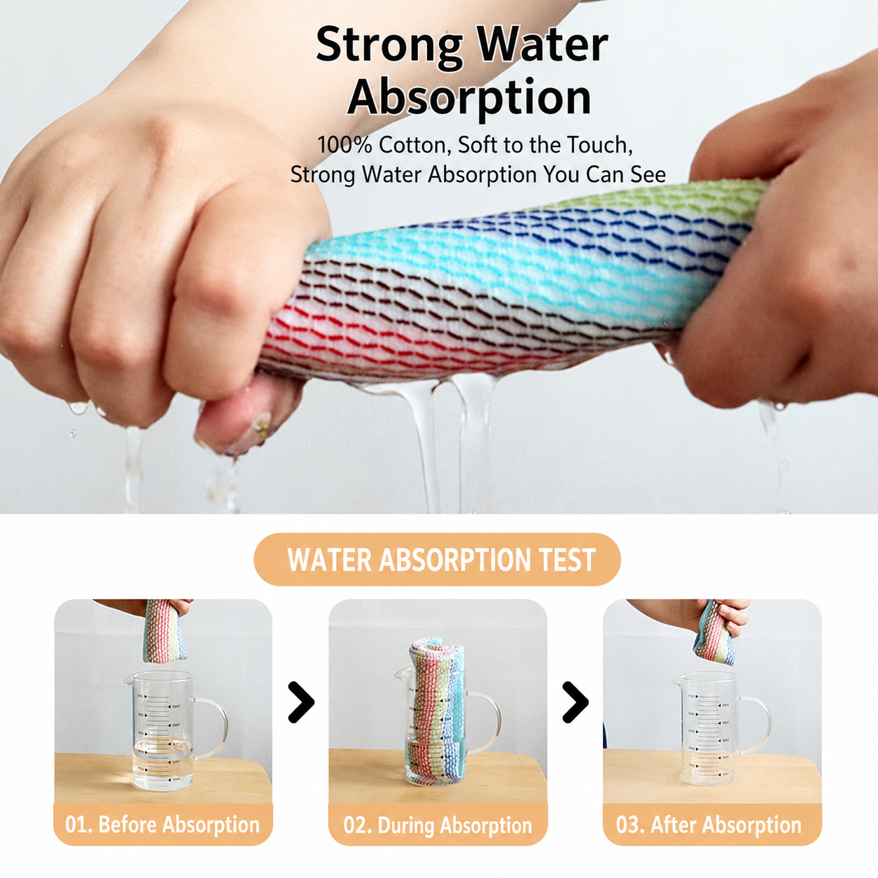 Striped Cotton Dish Cloths, 4-Pack Kitchen Towel Set