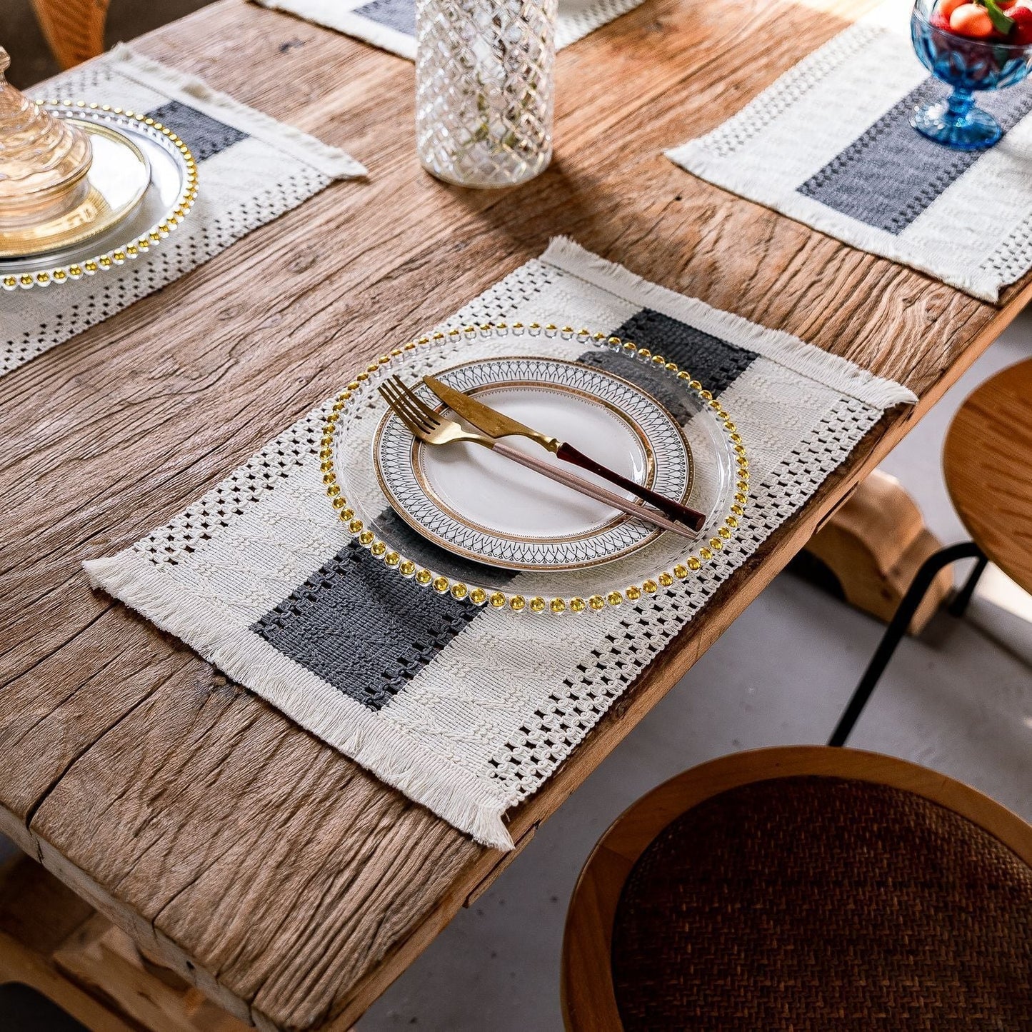 Nordic Cotton Linen Placemat, Table Mat for Dinner Parties, Weddings and Everyday Dining