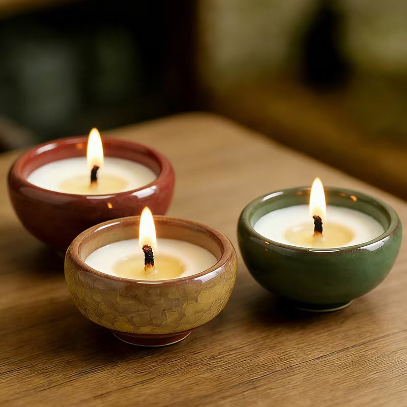 Crackle Ceramic Cup Scented Candle