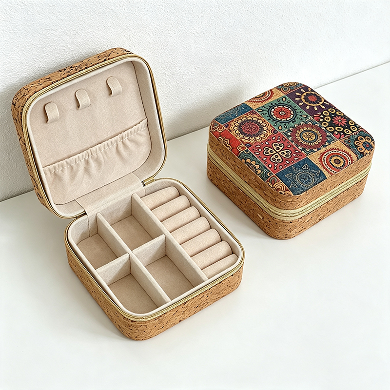Patterned Travel Jewelry Case – Stackable Organizer for Necklaces & Accessories