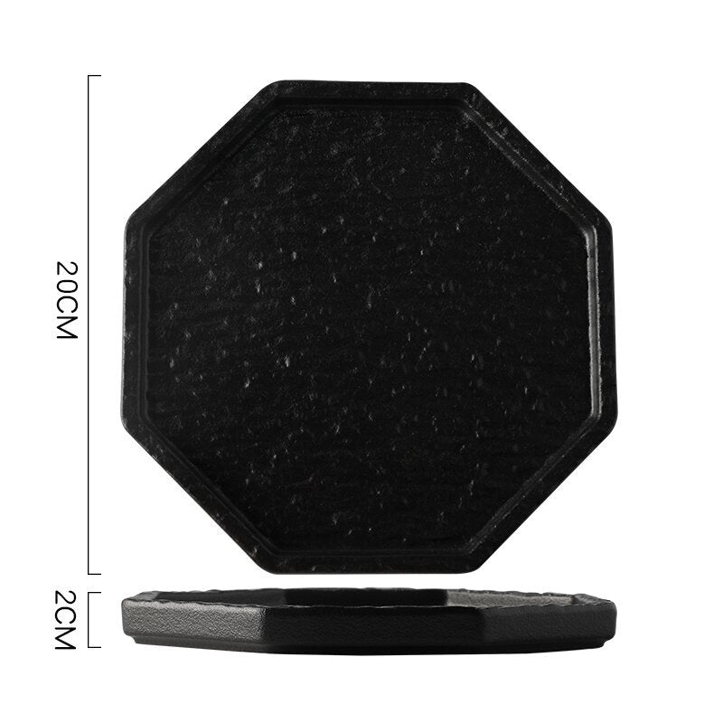 Rock Texture Ceramic Plate – Japanese Style Steak & Sushi Serving Plate