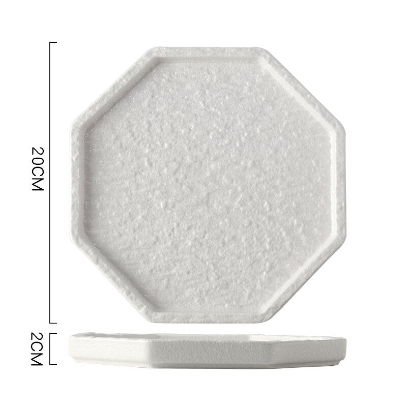 Rock Texture Ceramic Plate – Japanese Style Steak & Sushi Serving Plate