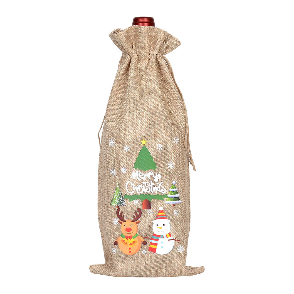 Christmas Wine Gift Bag – Drawstring Bottle Gift Sack for Wine & Champagne