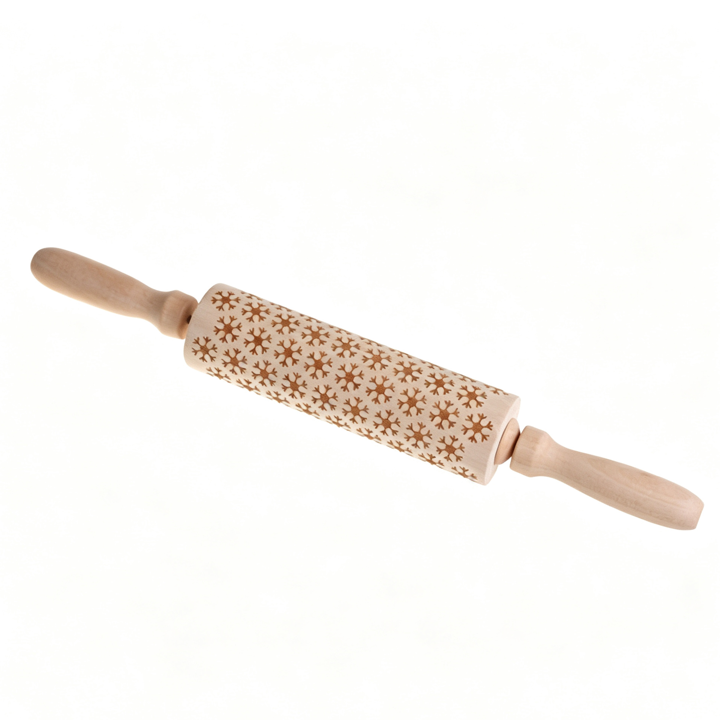 Christmas Wooden Embossing Rolling Pin – Engraved Cookie Dough Roller for Holiday Baking & DIY Crafts