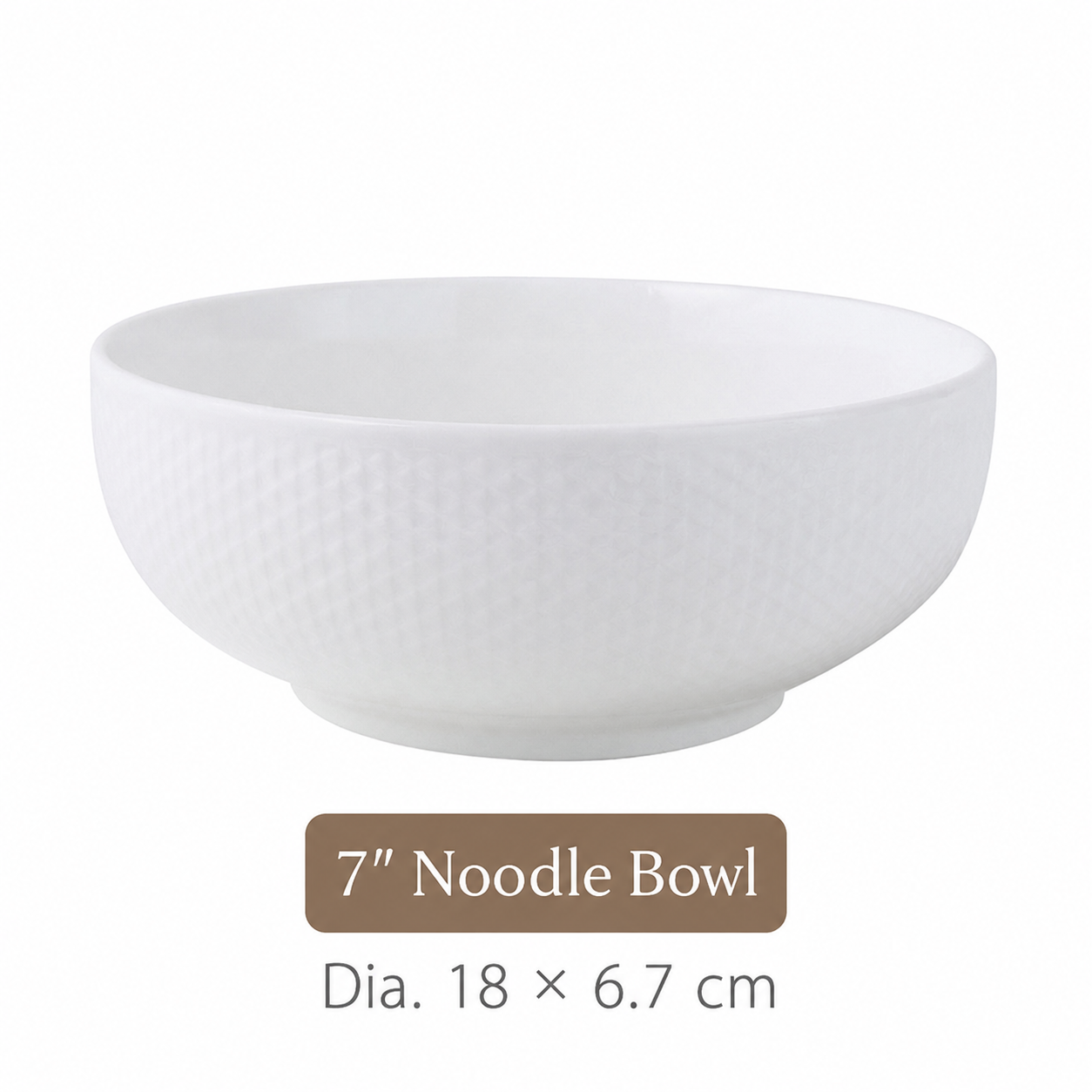 White Ceramic Bowl – Grid Pattern Rice, Soup & Salad Bowl for Home & Hospitality