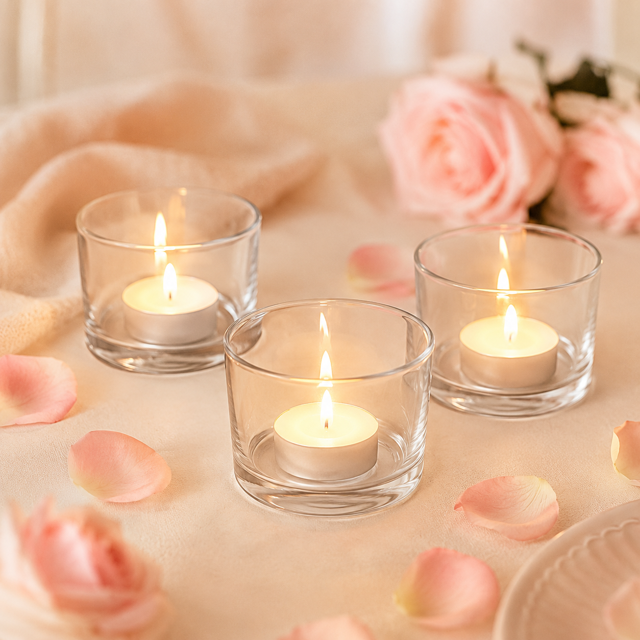 Clear Thick Glass Candle Holder – Heat Resistant Tea Light Cup