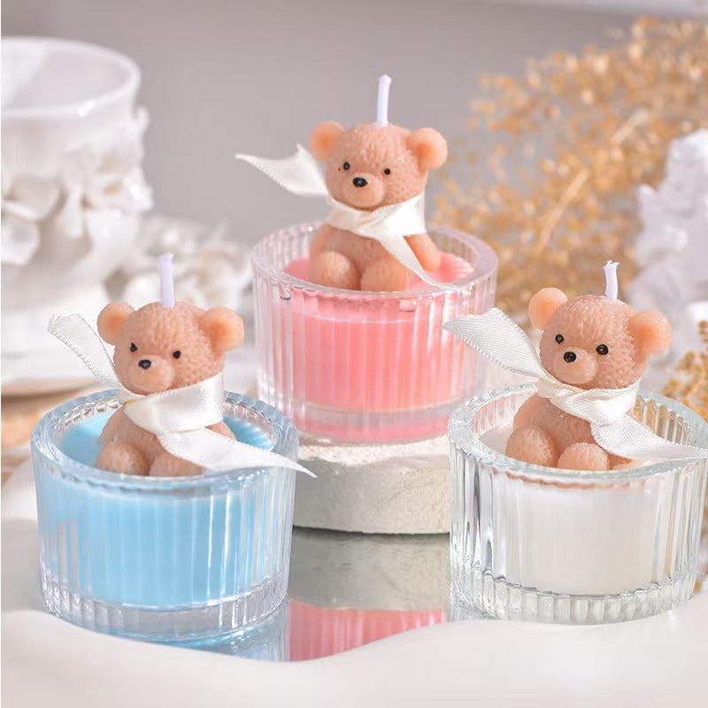 Glass Cup Bear Scented Candle