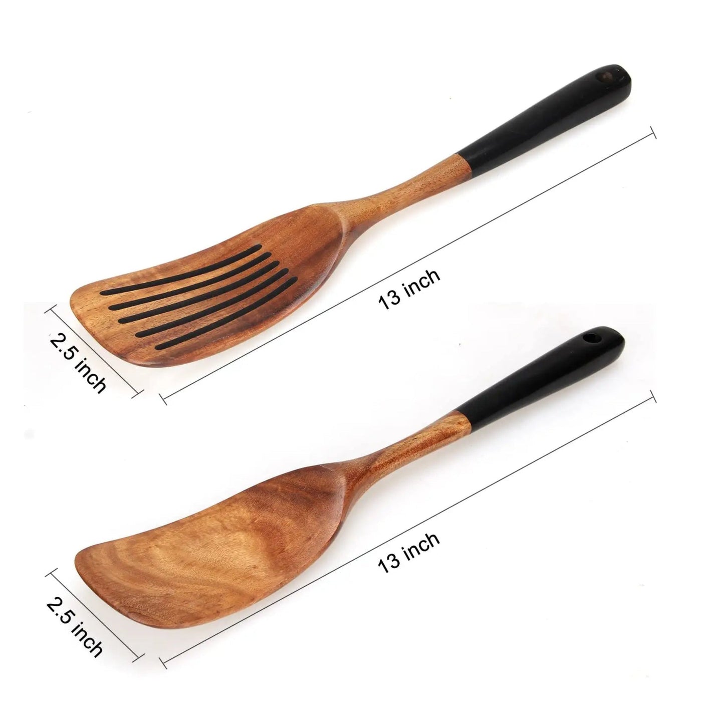 Heat-Resistant Acacia Wood Cooking Utensil Set, Nonstick Spatula, Slotted Turner & Soup Ladle