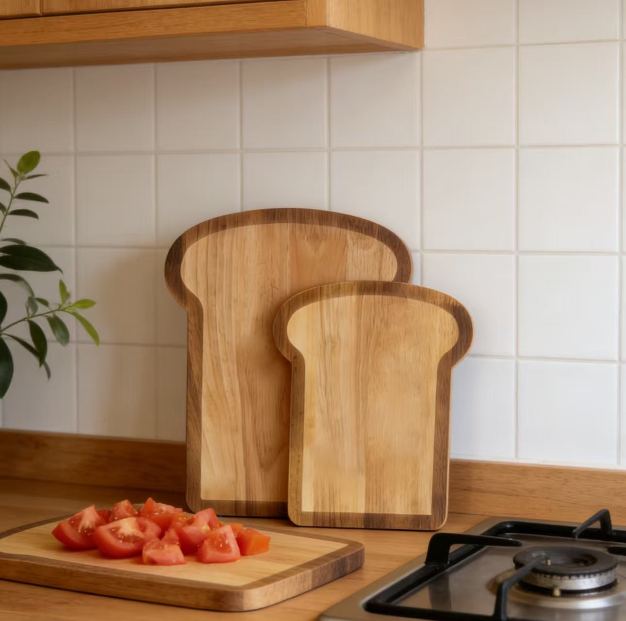 Rubber Wood Bread Shape Cutting Board Kitchen Chopping Board