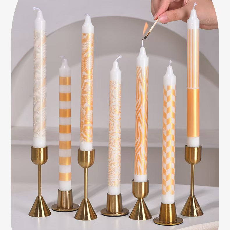25cm Rose Printed Taper Candles – Set of 2
