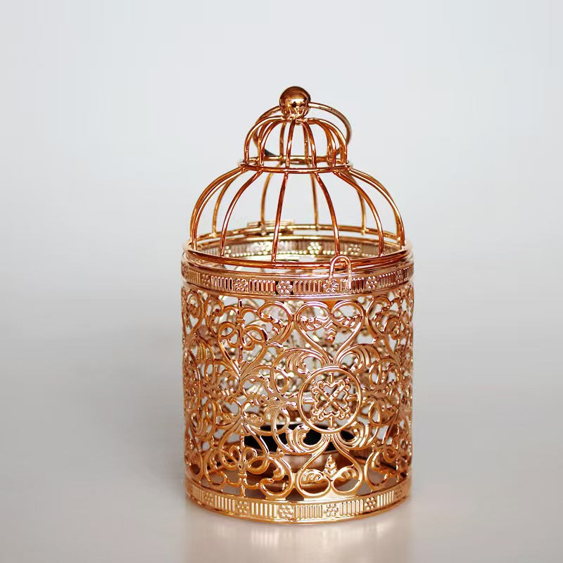 Electroplated Metal Birdcage Candleholder Creative Decor
